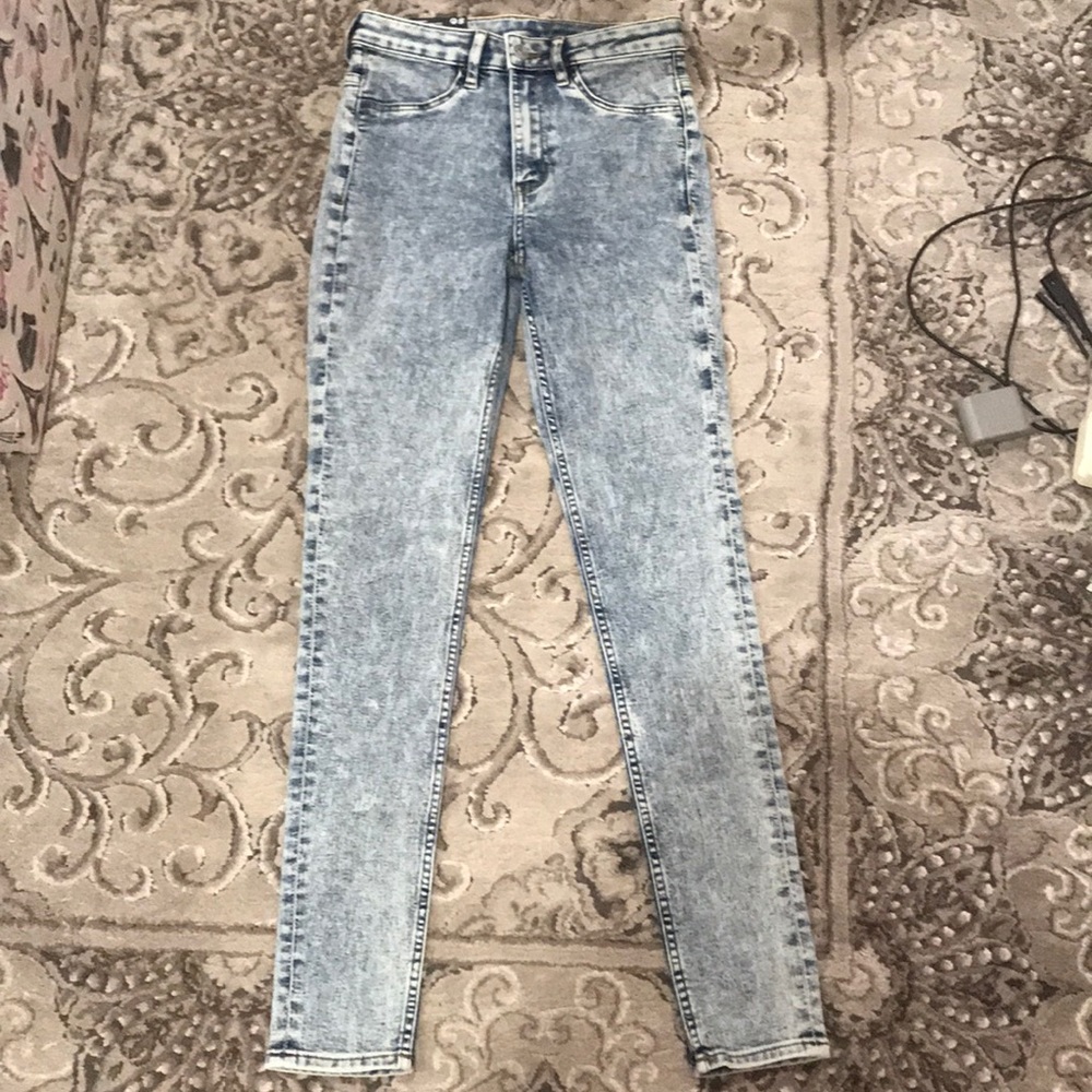 acid wash skinny jeans high waisted